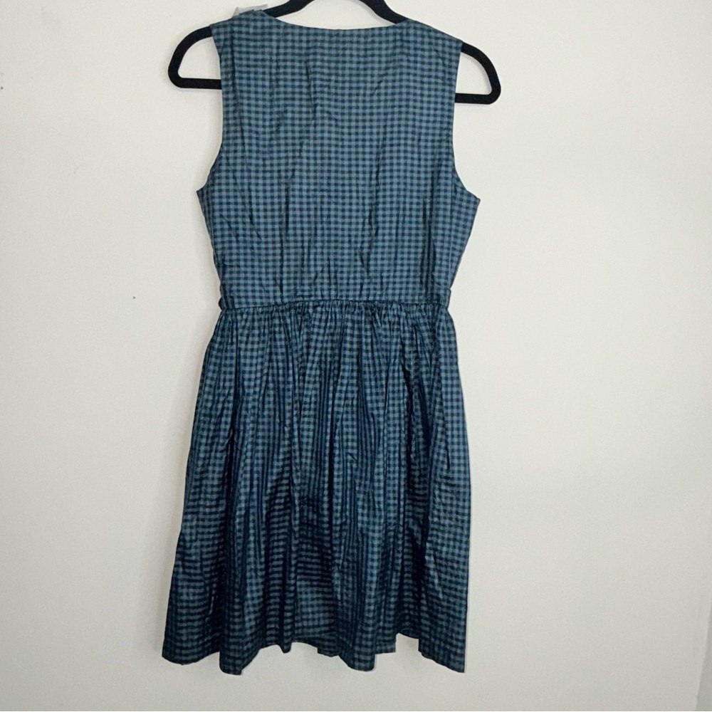Free People Blue Check Sleeveless Wrap Silk Sundress Size 4 - Picture 10 of 15